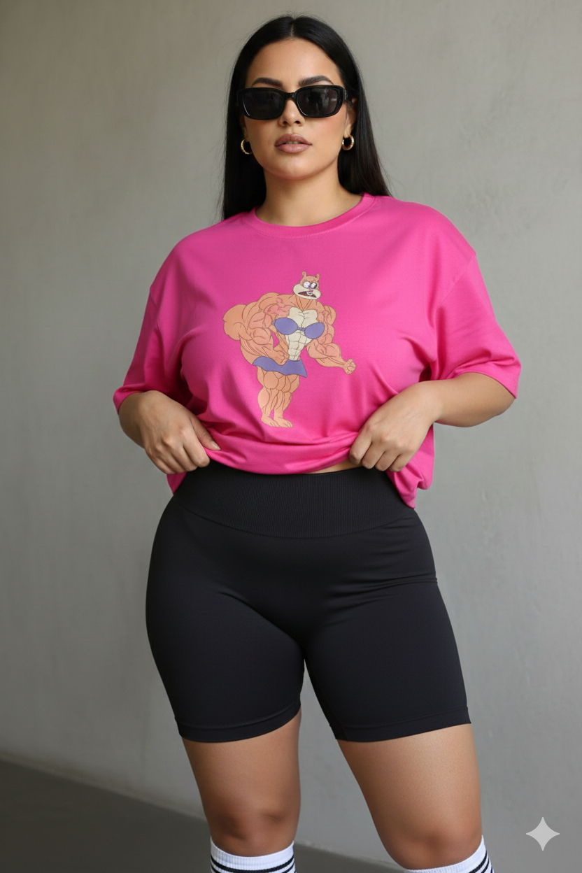 Camiseta Sandy Cheeks + Biker Shorts Negros